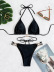 hanging neck wrap chest backless solid color bikini two-piece set NSZO130851