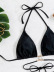 conjunto de dos piezas de bikini de color sólido sin espalda con cuello cruzado y cuello colgante NSZO130851