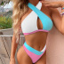 Conjunto de dos piezas de bikini a juego de color con cintura alta en el pecho cruzado sin espalda NSOLY130868