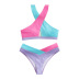 cross backless wrap chest high waist color matchign bikini two-piece set NSOLY130868