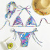 conjunto de dos piezas de bikini con cordones y cuello colgante estampado NSOLY130870