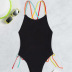 cross sling backless alce-up color matching one-piece swimsuit NSOLY130872