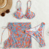 print sling wrap chest lace-up bikini three-piece set NSOLY130873