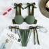 conjunto de dos piezas de bikini de color sólido con cordones en el pecho sin espalda con cabestrillo NSOLY130874