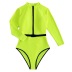 zipper solid color long sleeve slim One Piece Swimsuit NSOLY130879