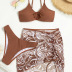 print sling backless drawstring bikini three-piece set NSOLY130880