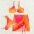 Impreso Backless sling cordón delgado Bikini Conjunto de tres piezas NSOLY130883