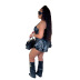sling backless tight high waist solid color pu leather vest and shorts set NSFH130903