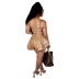 sling backless tight high waist solid color pu leather vest and shorts set NSFH130903