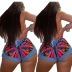high waist slim butterfly printed denim shorts NSFH130907