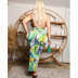 print wrap chest lace-up backless high waist tight vest and skirt suit NSFH130917