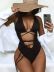 sling backless low-cut lace-up solid color one-piece swimsuit NSDA130939