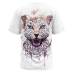 Camiseta informal suelta con cuello redondo y estampado de leopardos de talla grande NSLBT131246