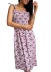 suspender backless wrap chest floral/polka dot print dress NSFH130957