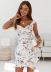 ruffled sling backless slim V-neck floral dress-Multicolor NSFH130961