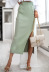 breasted solid color slim high waist slit skirt-Multicolor NSFH130962