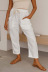 Pantalones informales de algodón y lino de color liso con cordones y pernera ancha de cintura alta-Multicolor NSFH130964