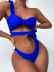 fungus edge single-sling wrap chest lace-up solid color bikini two-piece set NSCMB131003