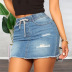 high waist hole elastic slim denim skirt NSWL131024