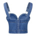 sling backless wrap chest slim denim vest NSWL131032