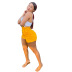 button solid color high waist slim denim shorts NSWL131033