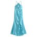 sling hollow backless ruffle slim solid color dress NSAM131060