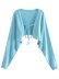 long-sleeved lace-up slim short solid color knitted Cardigan NSAM131061