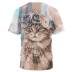 plus size cat Print loose short sleeve Crew Neck T-Shirt NSLBT131221
