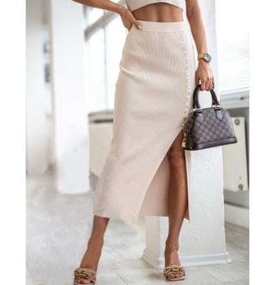 Breasted Solid Color Slim High Waist Slit Skirt-Multicolor NSFH130962