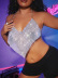 backless slim sequin low-cut hanging neck vest NSYML131098