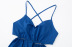 cross suspender backless lace-up slit solid color linen dress NSAM131126