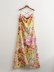 slit cross suspender backless low-cut lace-up floral dress NSAM131159