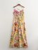 slit cross suspender backless low-cut lace-up floral dress NSAM131159