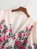 V-neck puff sleeve slim floral print dress NSAM131167
