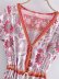 V-neck short sleeve large swing lace-up slim flower printing dress NSAM131168