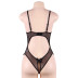 plus size bow sling hollow solid color see-through one-piece underwear NSOYM131177