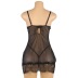 plus size suspender hollow slim solid color lace perspective nightdress set NSOYM131182
