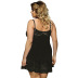 plus size sling backless low-cut solid color lace nightdress set NSOYM131183