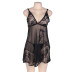 plus size sling backless low-cut solid color lace nightdress set NSOYM131183