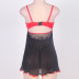 plus size suspender hollow low-cut color matching see-through nightdress set NSOYM131185