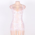 plus size sling backless wrap chest solid color see-through garter nightdress set NSOYM131186