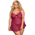 plus size sling slit wrap chest solid color see-through nightdress set NSOYM131192