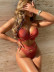 hanging neck backless lace-up solid color bikini two-piece set NSDA131202
