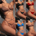 conjunto de dos piezas de bikini de color sólido con cordones y cuello colgante en el pecho NSPPF131319