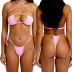 Conjunto de dos piezas de bikini de color liso con cordones y escote colgante en la espalda - Multicolor NSPPF131318