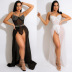 hot drill sling wrap chest backless one-piece top and skirt suit NSWNY131261
