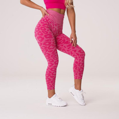 Hip-lifting High-elastic High Waist Leopard Print Yoga Pants NSXER131266