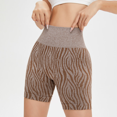 Hip-lifting High-elastic Tight High Waist Striped Yoga Shorts NSXER131268