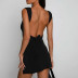 sling backless wrap chest slit slim lace-up solid color dress NSYAF131276