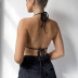 halter neck lace-up bow slim backless solid color vest NSYAF131277